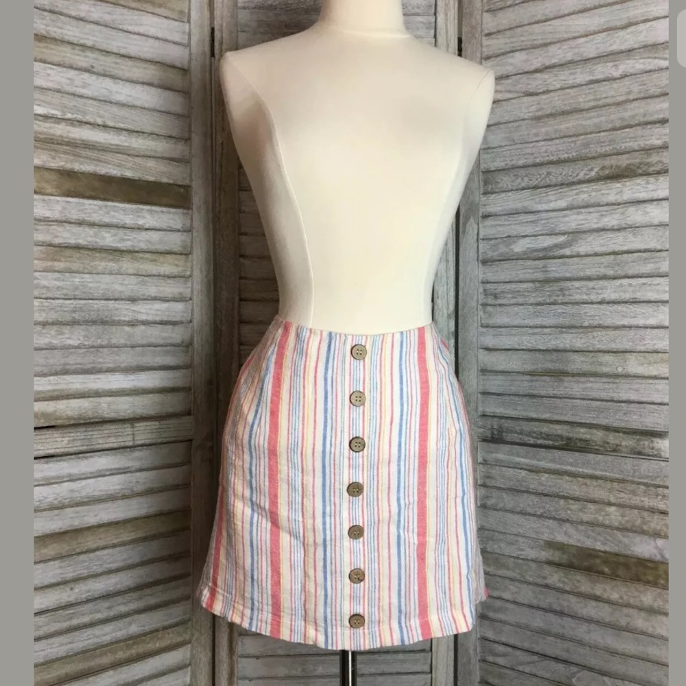 Forever 21 Linen Striped Skirt Sz L